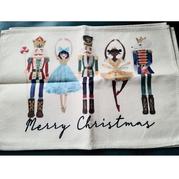 Nutcracker Table Placemats Xmas Christmas Decor Holiday Decorations Gift Set 4 - Picture 2 of 9